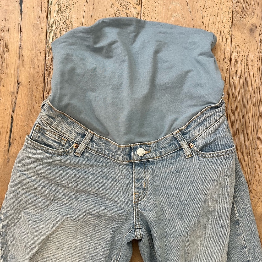 MAMA Slim Mom Ankle Jeans Small Pale Denim Blue Maternity Full Panel Pregnacy - Picture 6 of 7